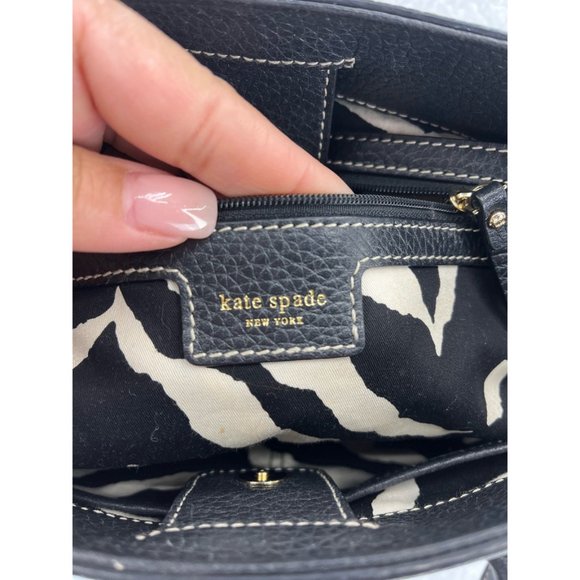 Kate Spade New York Womens Satchel Handbag Black Snap Phone Pocket Tassel M - Picture 10 of 12